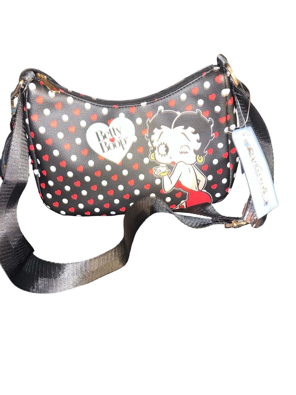 Betty Boop Hearts and Polka Dot Crossbody Bag with Coin Purse